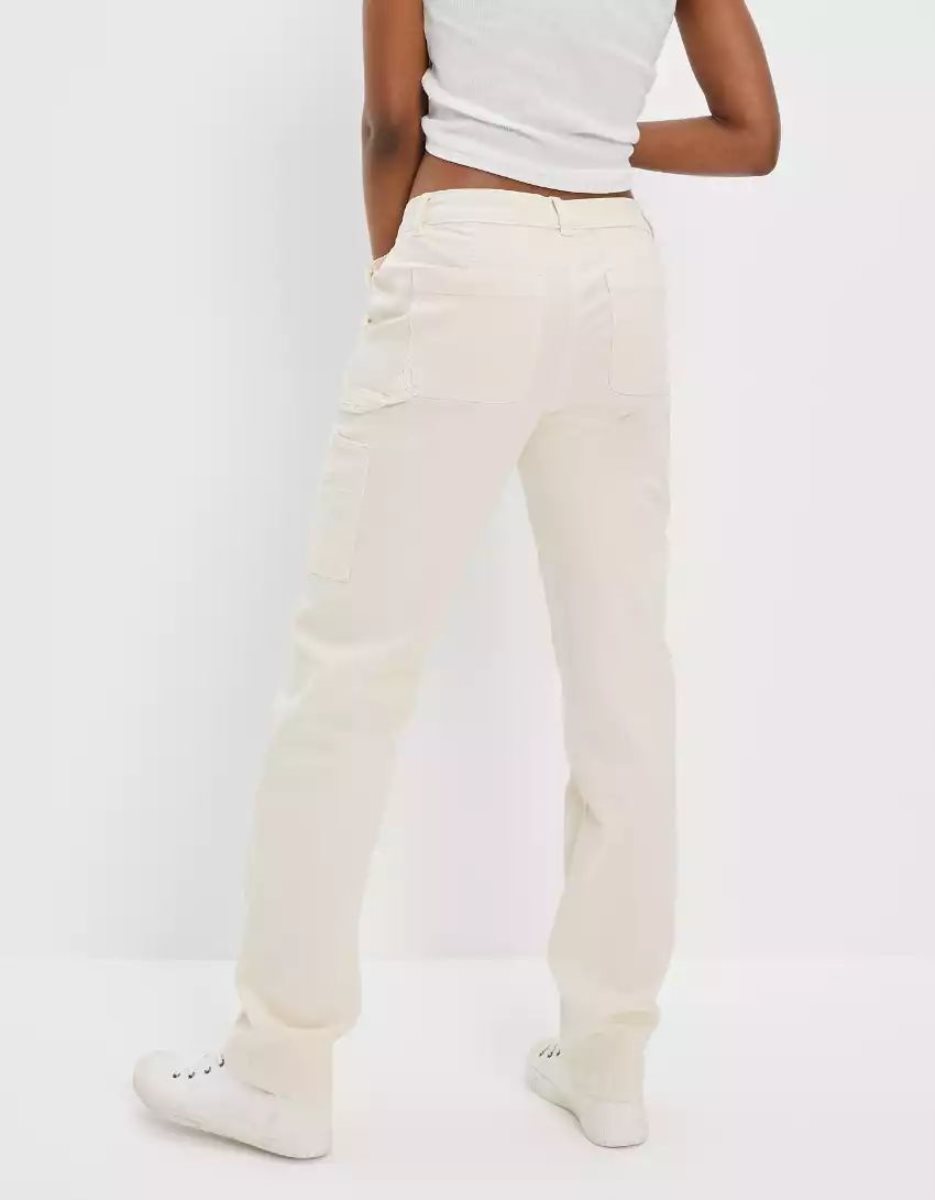 Jean American Eagle AE Stretch High-Waisted Droit Leg Carpenter Pant Blanche Femme | DCU-74012852